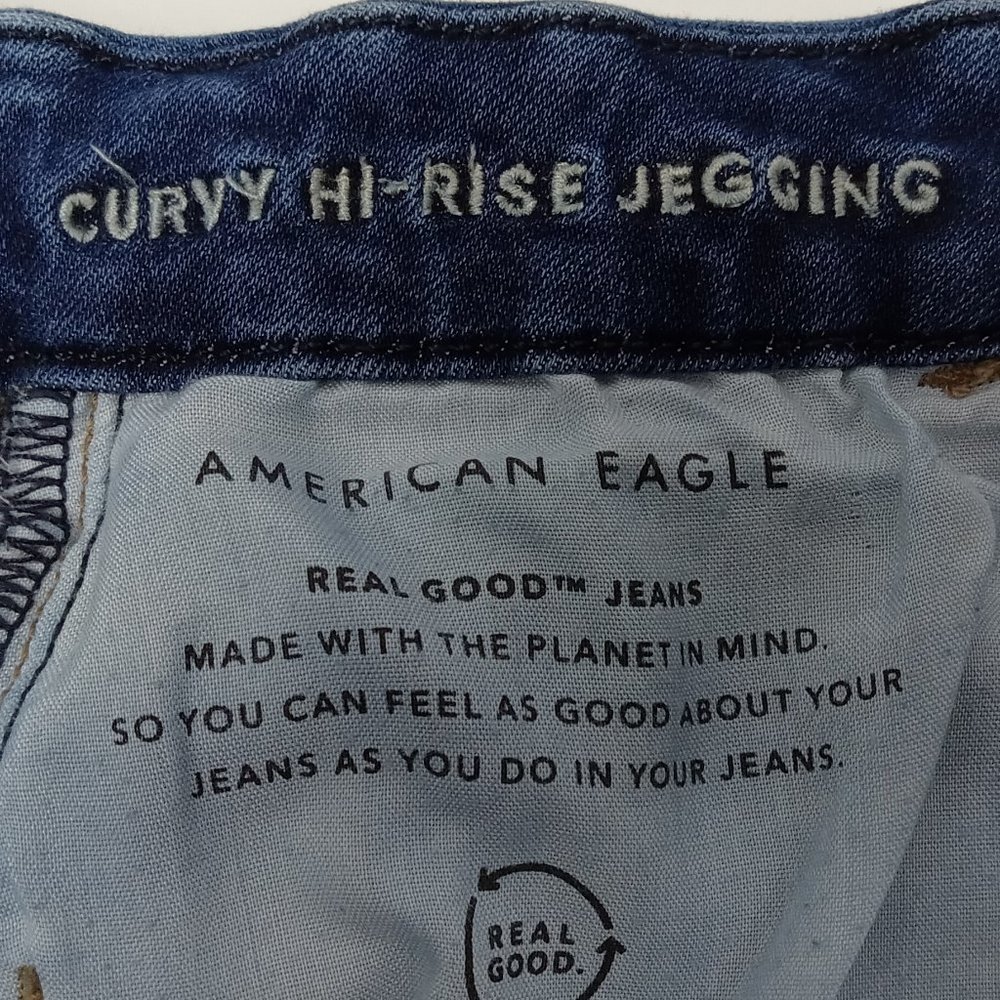 American Eagle Curvy Hi-Rise Jegging Torn Look Size 10 Petite - Picture 7 of 9